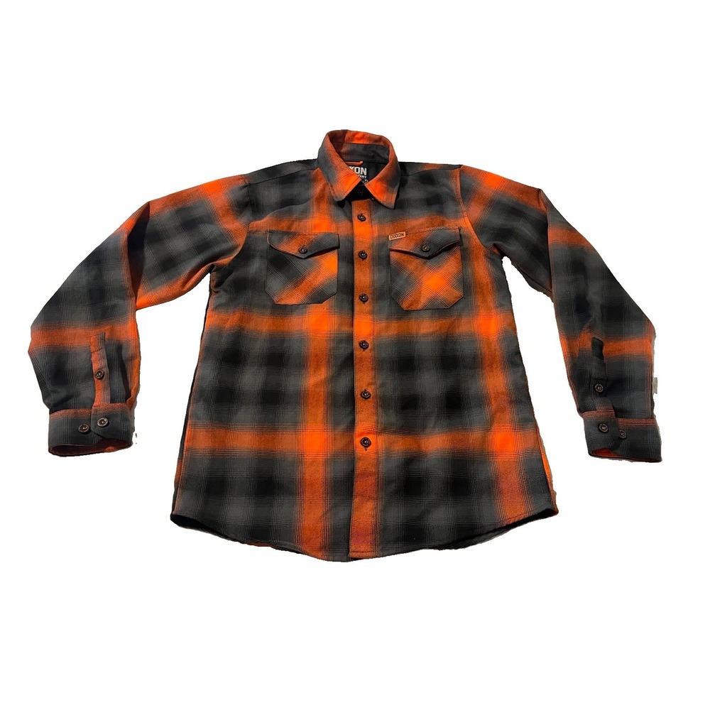 Dixxon Flannel The Salem 13 Mens Small Orange Black Plaid Button Up Shirt D Tech